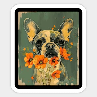 French Bulldog  Flowers Photo Art Design For Dog Onwer Sticker